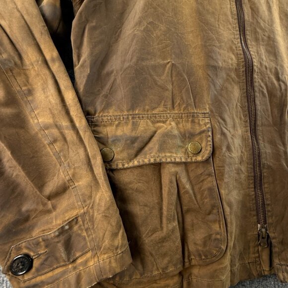 Barbour Nixon Large Waxed Jacket Men Full Zip Brown Classic Tartan Brown Adult - Picture 3 of 16